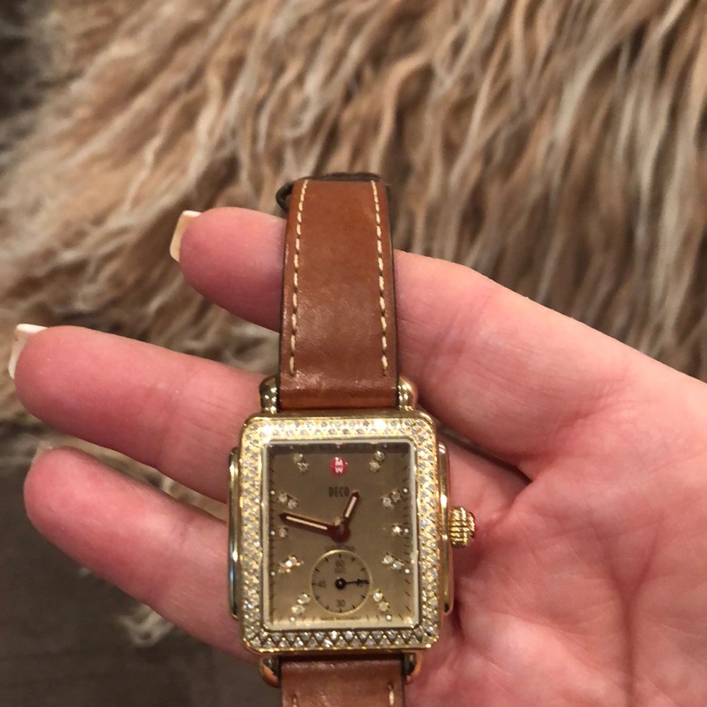 Ladies Michele Diamond Deco 16mm watch